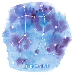 Gemini Constellation Watercolor Illustration Sticker