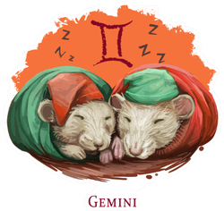 Gemini Creative Illustration Of Astrological Sign Rat Sticker