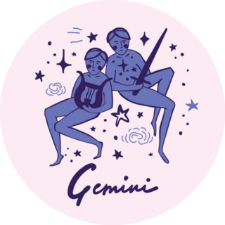 Gemini Cute Astrological Illustration Sticker