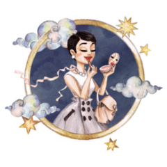 Gemini Illustration In The Clouds Sticker