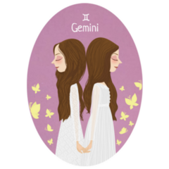 Gemini Symbol Oval Illustration Sticker