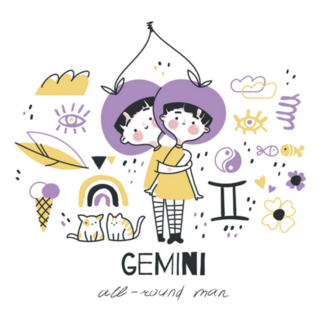 Gemini Zodiac Astrological Character For Kids Sticker