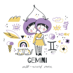 Gemini Zodiac Astrological Character For Kids Sticker