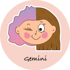 Gemini Zodiac In Cartoon Cute Style Sticker