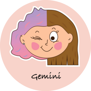 Gemini Zodiac In Cartoon Cute Style Sticker