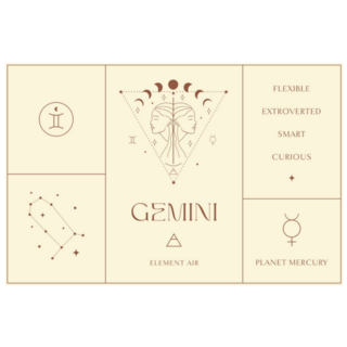 Gemini Zodiac Mystic Spiritual Symbols Sticker