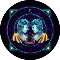 Gemini Zodiac Neon Horoscope Symbol Sticker