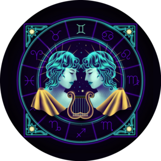 Gemini Zodiac Neon Horoscope Symbol Sticker