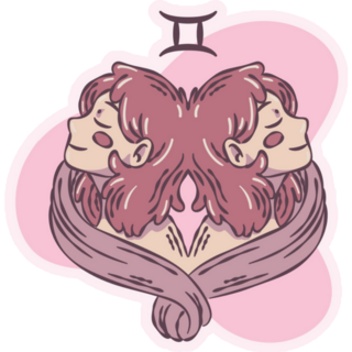 Gemini Zodiac Sign Sketch Illustration Sticker