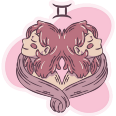Gemini Zodiac Sign Sketch Illustration Sticker