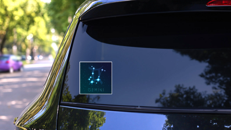 Gemini Zodiac Sign With Constellations Sticker on a Rear Car Window (New) example