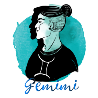 Gemini Zodiac Watercolor Man Illustration Sticker