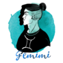 Gemini Zodiac Watercolor Man Illustration Sticker