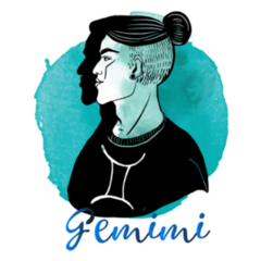 Gemini Zodiac Watercolor Man Illustration Sticker