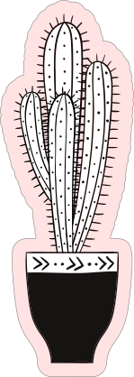 Generous Cactus in Black Pot Sticker