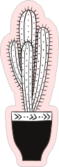 Generous Cactus in Black Pot Sticker