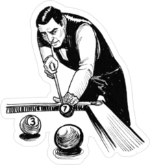 Gentleman Playing Billiard Illustration Sticker