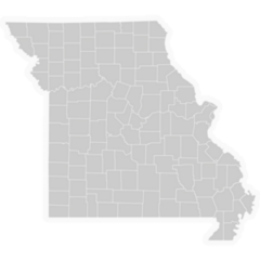 Geographic Isolated Gray Border Map Of Missouri Sticker