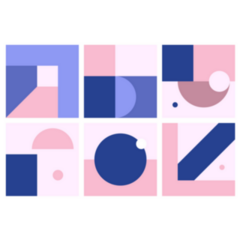 Geometric Backgrounds Set In Blue Pink Colors Shape Sticker 