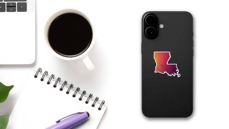 Geometric Louisiana Sticker on a Phone (New) example