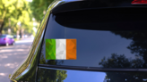 Geometric Mosaic Ireland Flag Sticker on a Rear Car Window (New) example