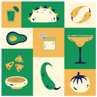 Geometric Poster Traditional Mexican Food Sticker