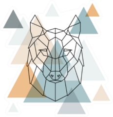 Geometric Wolf Illustration Sticker