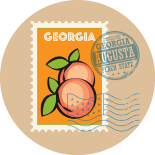 Georgia Augusta Peach State Stamp Sticker
