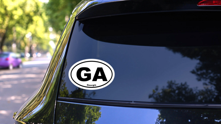 Georgia GA Oval Sticker on a Rear Car Window (New) example
