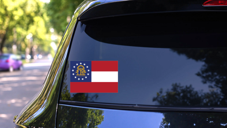 Georgia Ga State Flag Sticker on a Rear Car Window (New) example