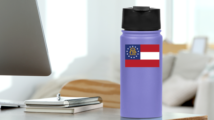 Georgia Ga State Flag Sticker on a Water Bottle (New) example