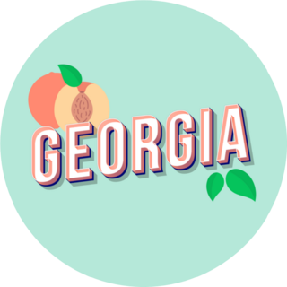 Georgia Peach Lettering On Blue Sticker
