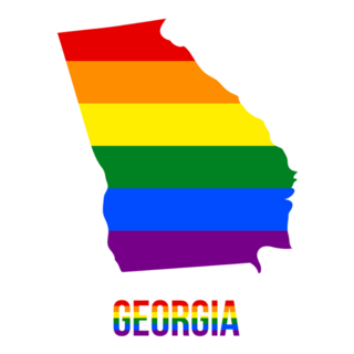 Georgia State Map In Rainbow Lettering Sticker