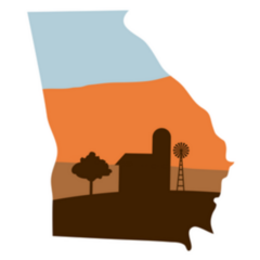 Georgia State Shape Farm At Sunset Sticker