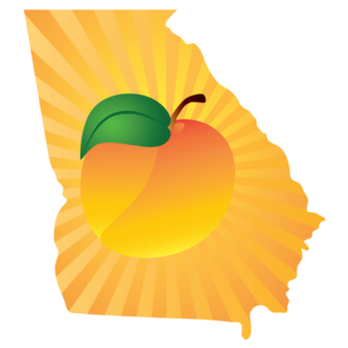 Georgia State With Peach Fruit Sticker
