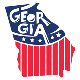 Georgia, Usa Map Flag With Lettering Sticker
