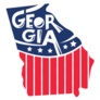 Georgia, Usa Map Flag With Lettering Sticker