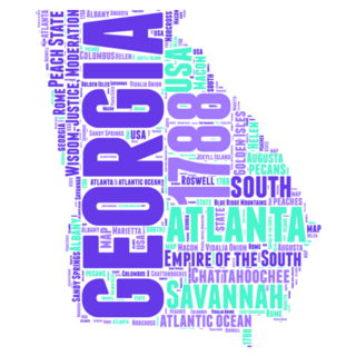 Georgia Usa State Map Word Collage Sticker