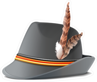 German Hat With Feather Sticker