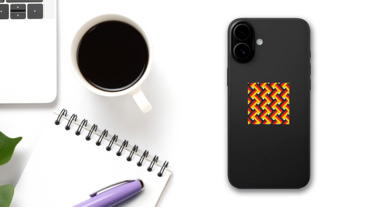 German National Colors Interlaced Stripes Sticker on a Phone (New) example