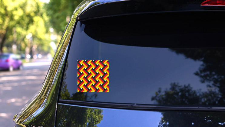 German National Colors Interlaced Stripes Sticker on a Rear Car Window (New) example