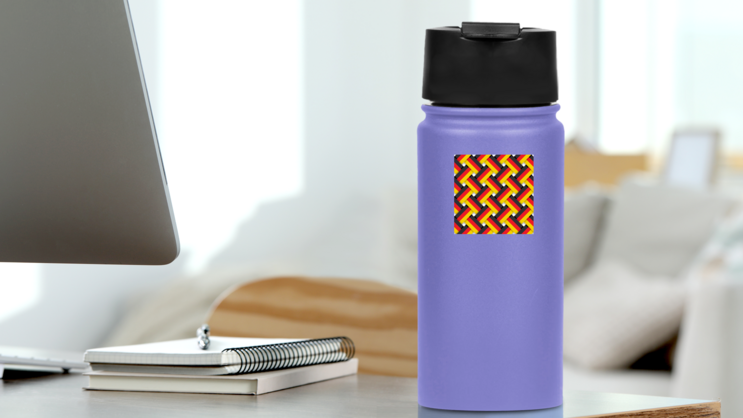 German National Colors Interlaced Stripes Sticker on a Water Bottle (New) example