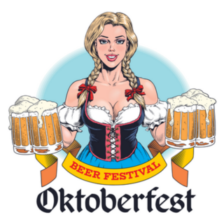 German Oktoberfest Waitress Beer Lettering Sticker