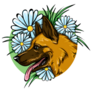 German Shepherd Flowers Sticker