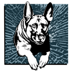 German Shepherd Glass Sticker