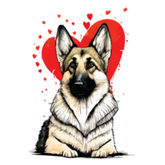 German Shepherd Hearts Sticker 