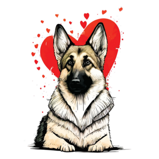 German Shepherd Hearts Sticker 