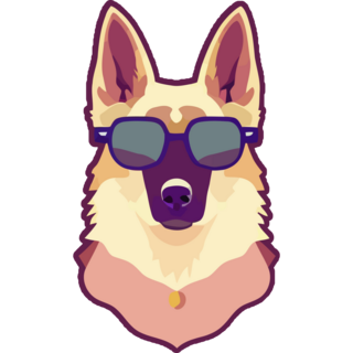 German Shepherd In Glasses Sticker