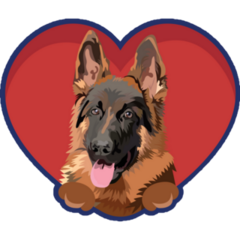 German Shepherd In Heart Sticker