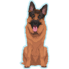 German Shepherd On Blue Sticker